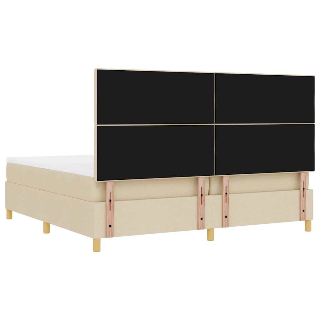 Letto a molle con testiera Crema 200 x 200 cm Tessuto | homemem39