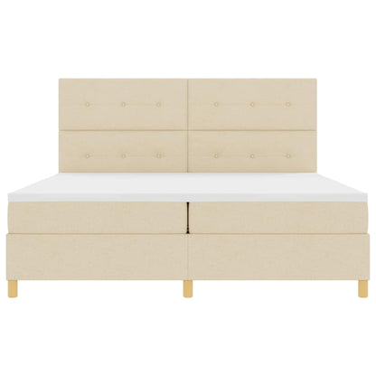 Letto a molle con testiera Crema 200 x 200 cm Tessuto | homemem39
