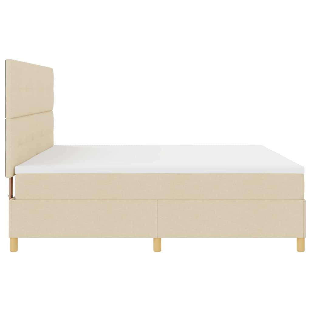 Letto a molle con testiera Crema 200 x 200 cm Tessuto | homemem39