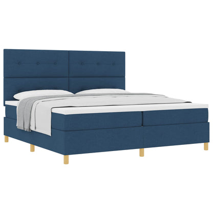 Letto a molle con testiera Blu 200 x 200 cm Tessuto | homemem39