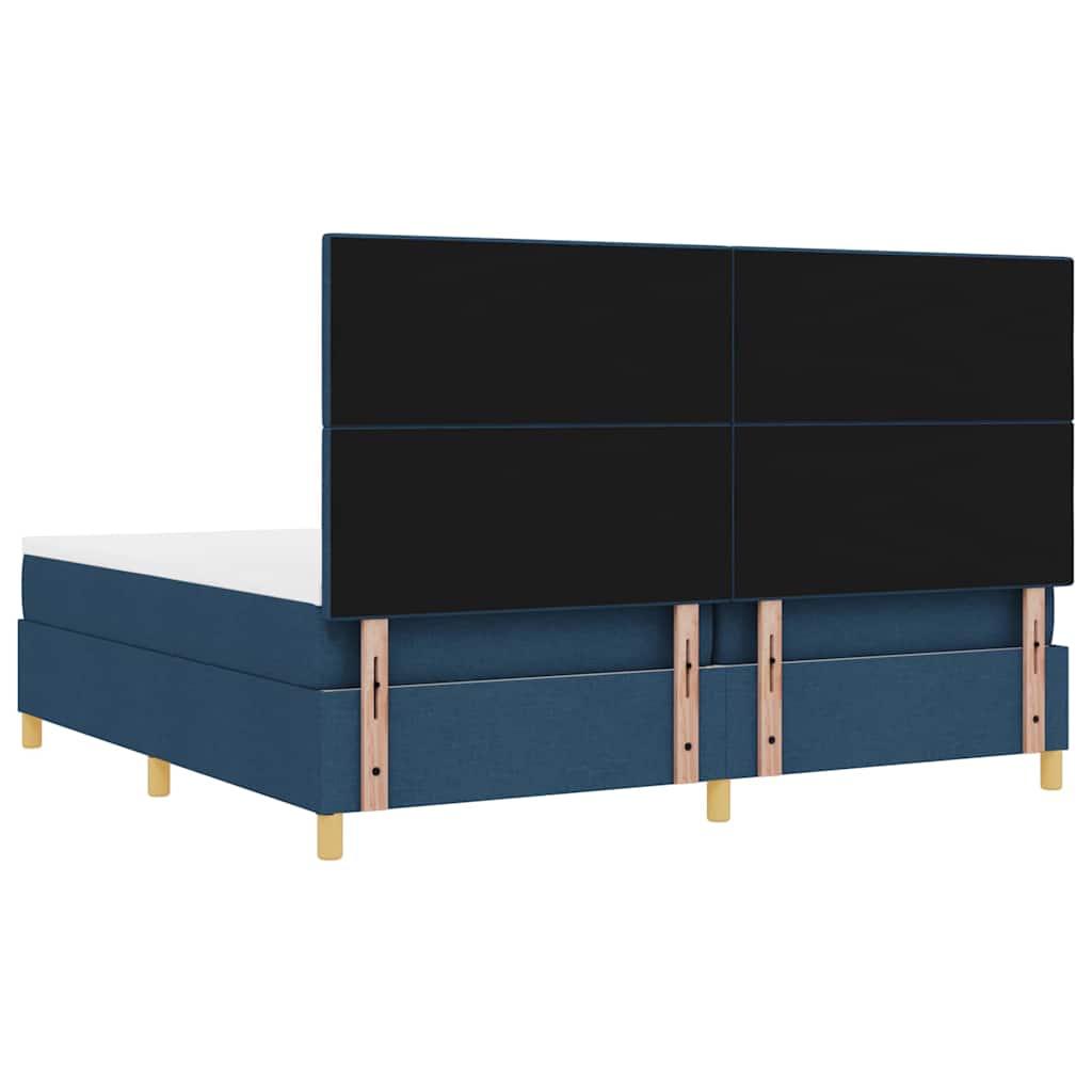 Letto a molle con testiera Blu 200 x 200 cm Tessuto | homemem39