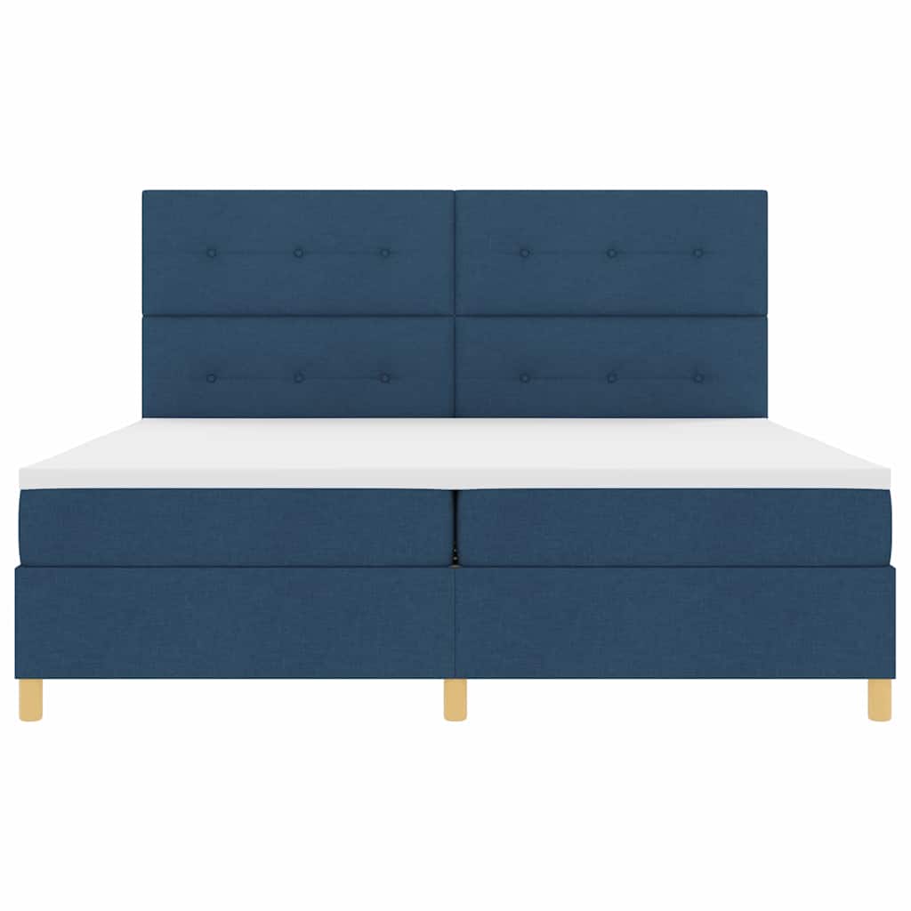 Letto a molle con testiera Blu 200 x 200 cm Tessuto | homemem39