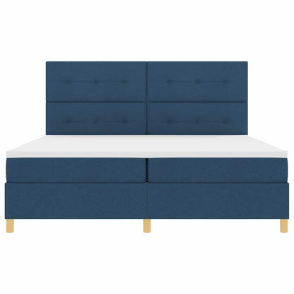 Letto a molle con testiera Blu 200 x 200 cm Tessuto | homemem39