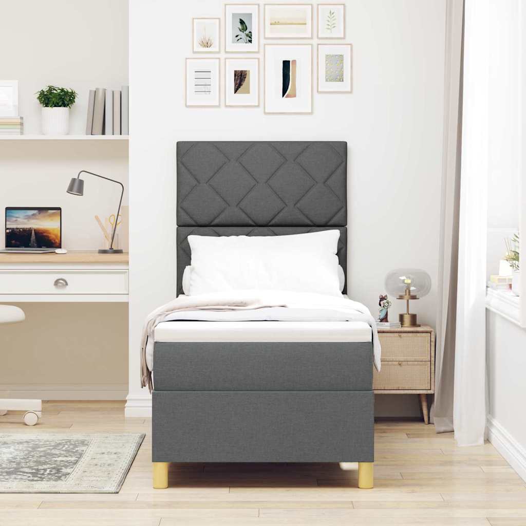 Letto a molle con testiera Grigio scuro 80 x 200 cm Tessuto | homemem39