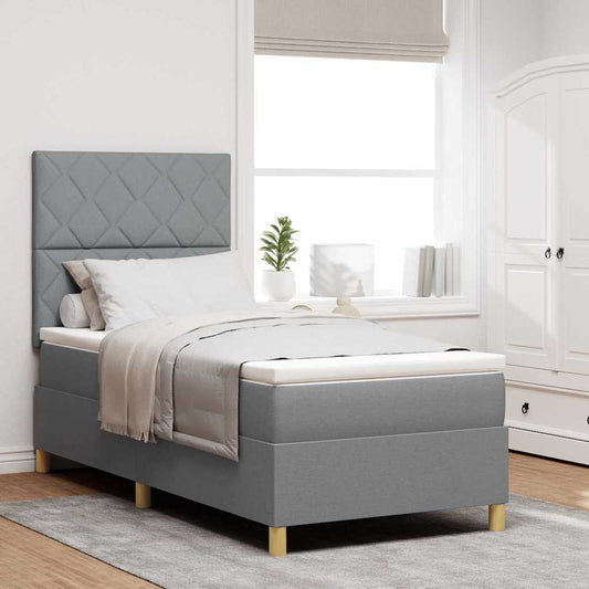 Letto a molle con testiera Grigio chiaro 100 x 200 cm Tessuto - homemem39