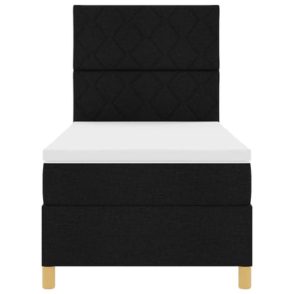 Letto a molle con materasso Nero 100 x 200 cm Tessuto