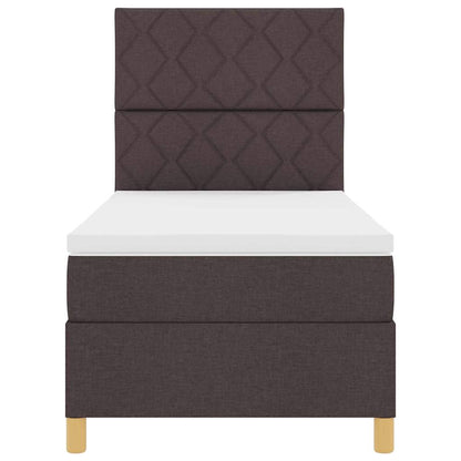 Letto a molle con materasso Marrone scuro 100 x 200 cm Tessuto