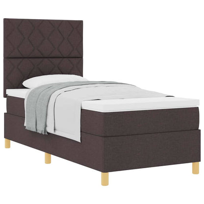 Letto a molle con materasso Marrone scuro 100 x 200 cm Tessuto