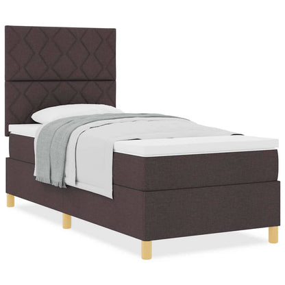 Letto a molle con materasso Marrone scuro 100 x 200 cm Tessuto