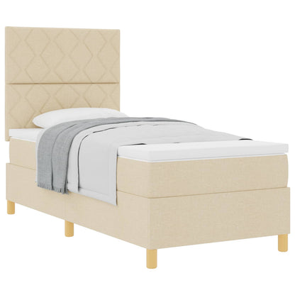 Letto a molle con testiera Crema 100 x 200 cm Tessuto | homemem39