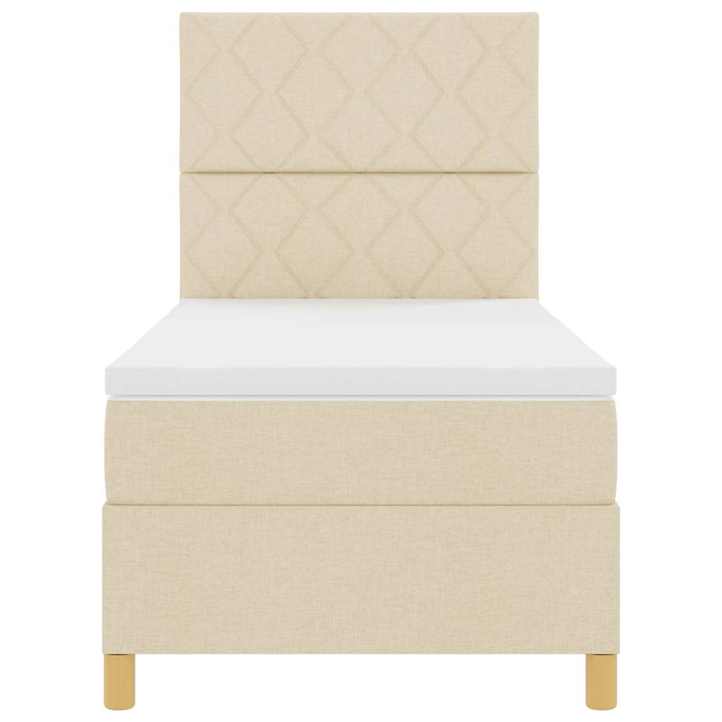Letto a molle con testiera Crema 100 x 200 cm Tessuto | homemem39