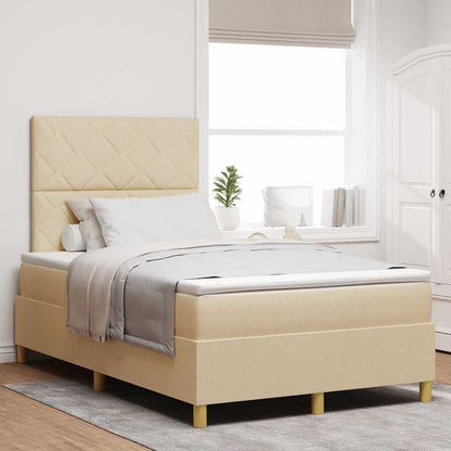Letto a molle con testiera Crema 120 x 190 cm Tessuto | homemem39