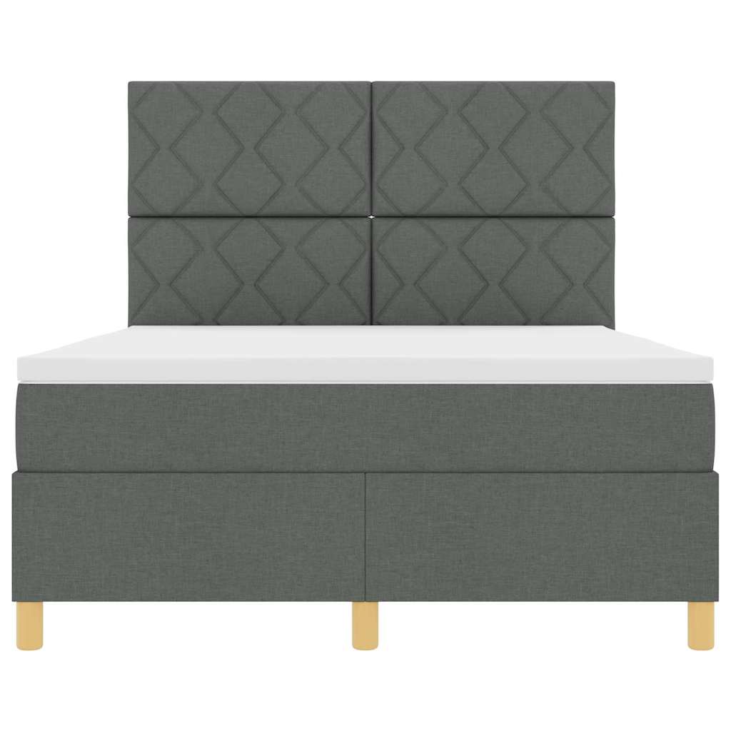 Letto a molle con testiera Grigio scuro 140 x 190 cm Tessuto