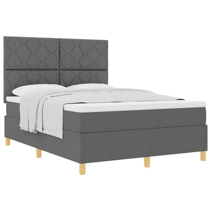 Letto a molle con testiera Grigio scuro 140 x 190 cm Tessuto