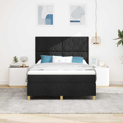 Letto a molle con testiera Nero 160 x 200 cm Tessuto