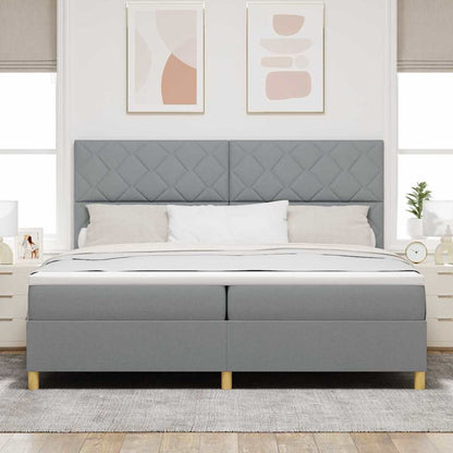 Letto a molle con testiera Grigio chiaro 200 x 200 cm Tessuto | homemem39