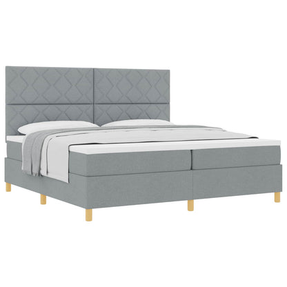 Letto a molle con testiera Grigio chiaro 200 x 200 cm Tessuto | homemem39