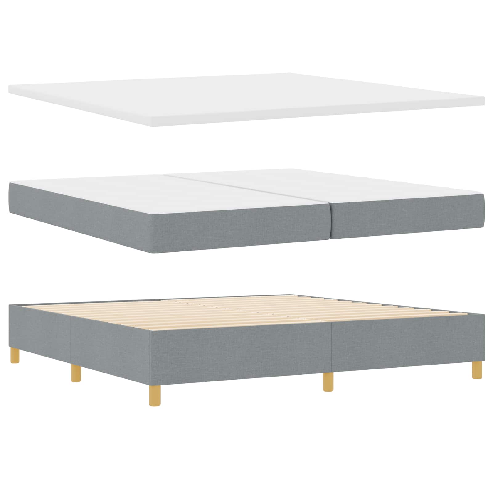 Letto a molle con testiera Grigio chiaro 200 x 200 cm Tessuto | homemem39