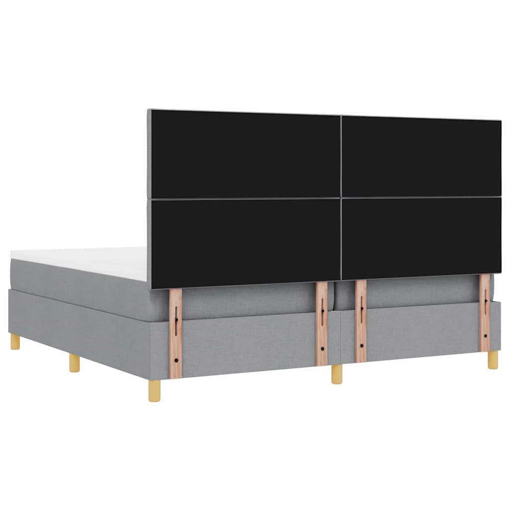 Letto a molle con testiera Grigio chiaro 200 x 200 cm Tessuto | homemem39