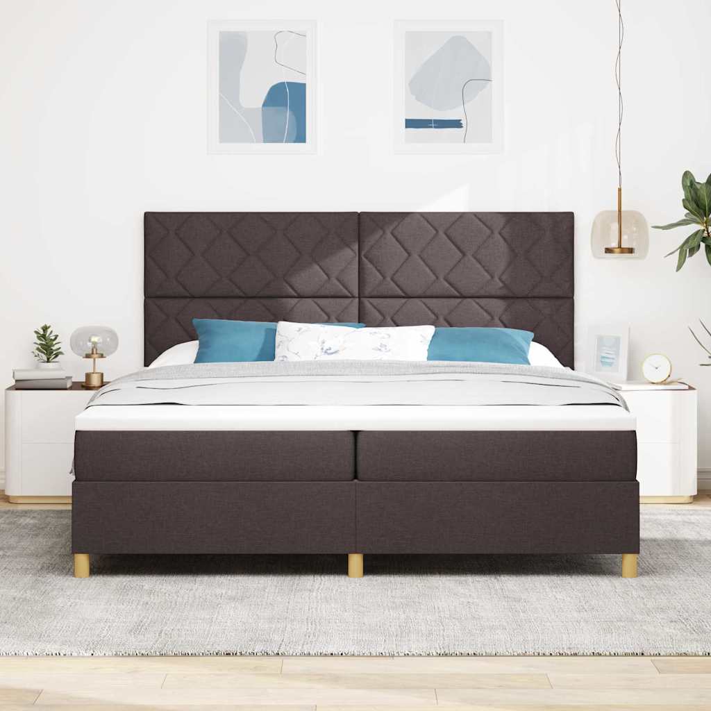 Letto a molle con testiera Marrone Scuro 200 x 200 cm Tessuto | homemem39