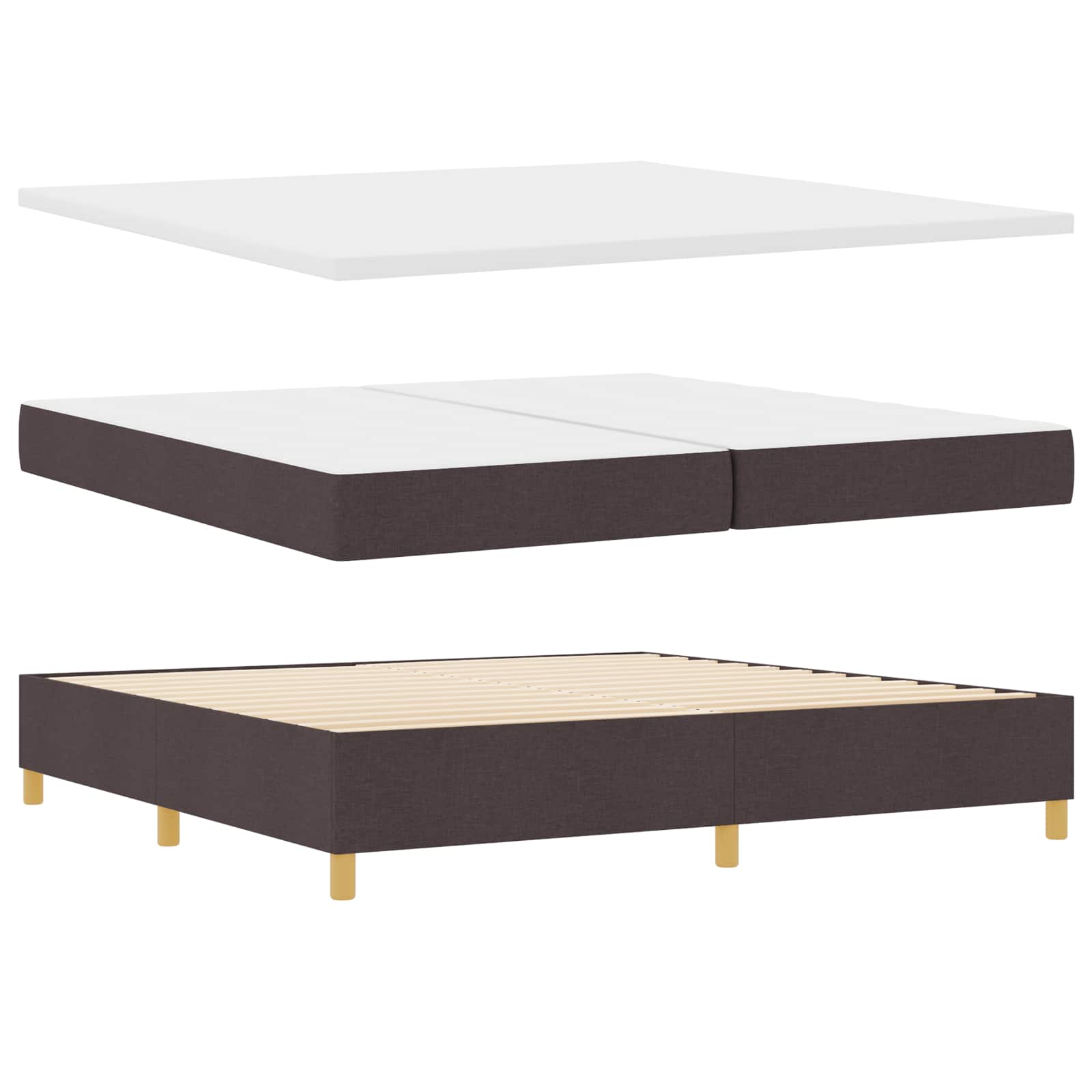 Letto a molle con testiera Marrone Scuro 200 x 200 cm Tessuto | homemem39