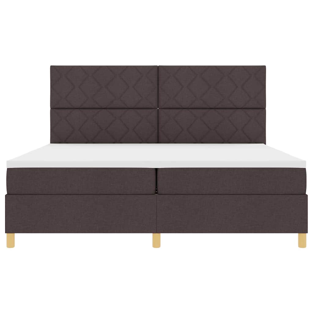 Letto a molle con testiera Marrone Scuro 200 x 200 cm Tessuto | homemem39