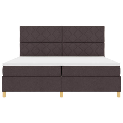 Letto a molle con testiera Marrone Scuro 200 x 200 cm Tessuto | homemem39