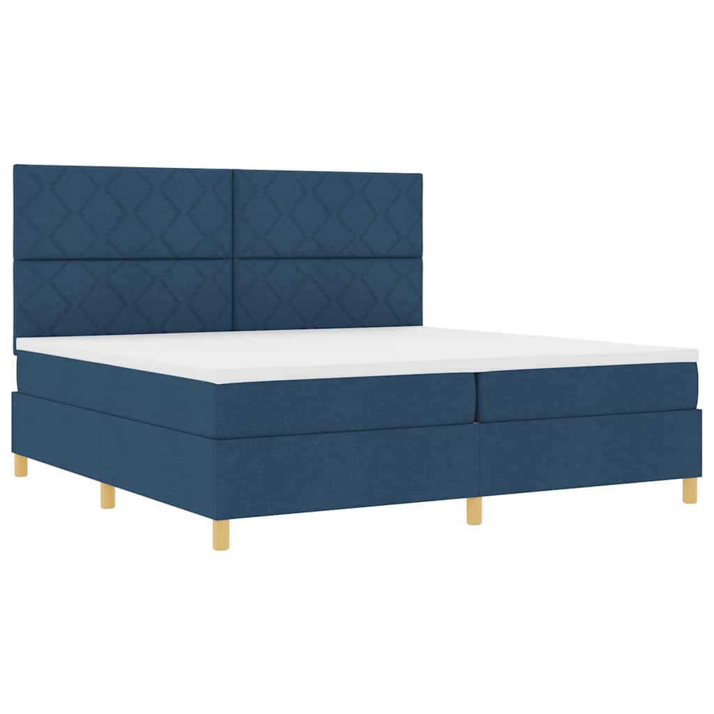 Letto a molle con testiera Blu 200 x 200 cm Tessuto