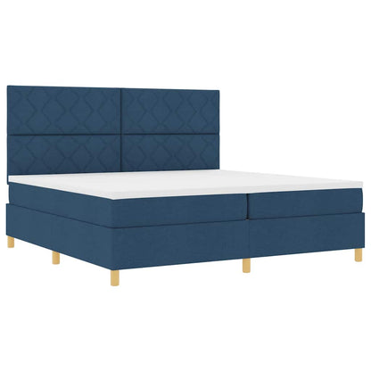 Letto a molle con testiera Blu 200 x 200 cm Tessuto