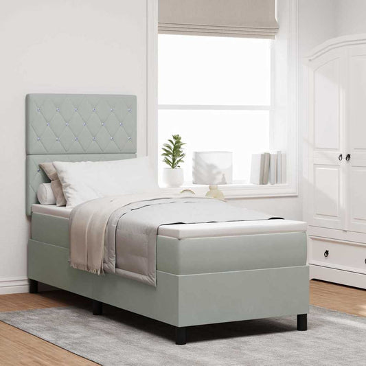 Letto a molle con materasso Grigio chiaro 80 x 200 cm Velluto