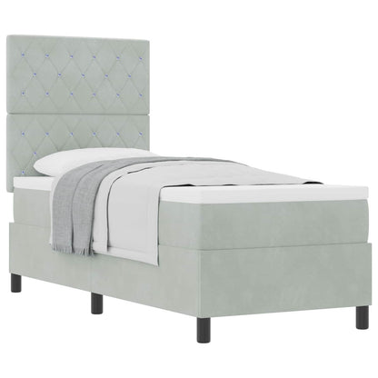 Letto a molle con materasso Grigio chiaro 80 x 200 cm Tessuto