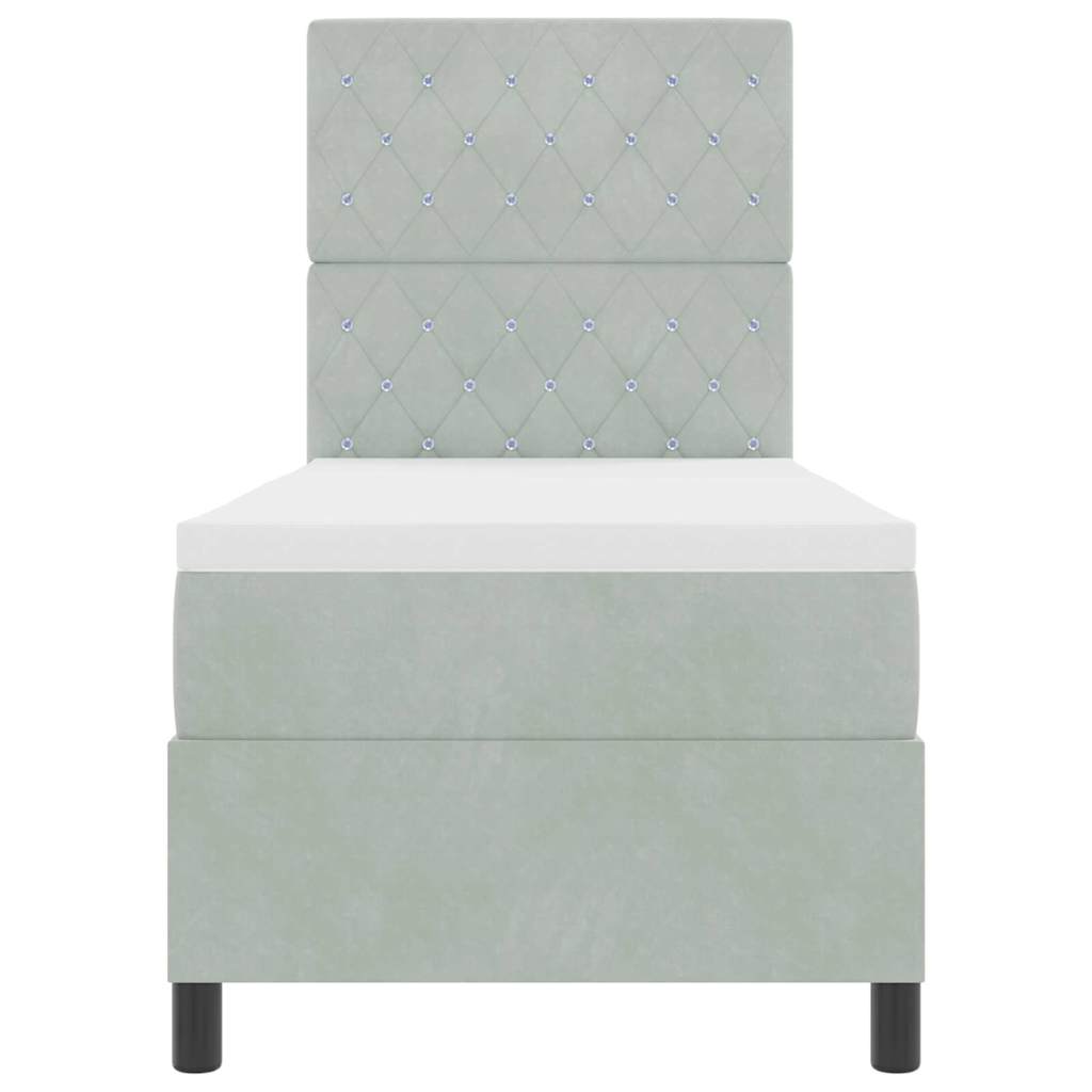 Letto a molle con materasso Grigio chiaro 80 x 200 cm Velluto