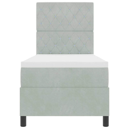 Letto a molle con materasso Grigio chiaro 80 x 200 cm Velluto