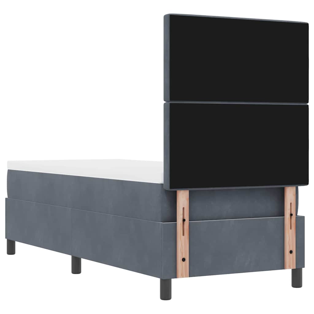 Letto a molle con materasso Grigio scuro 80 x 200 cm Velluto | homemem39