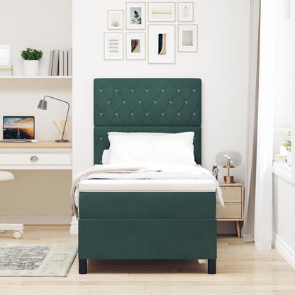 Letto a molle con materasso Verde Scuro 90 x 190 cm Tessuto