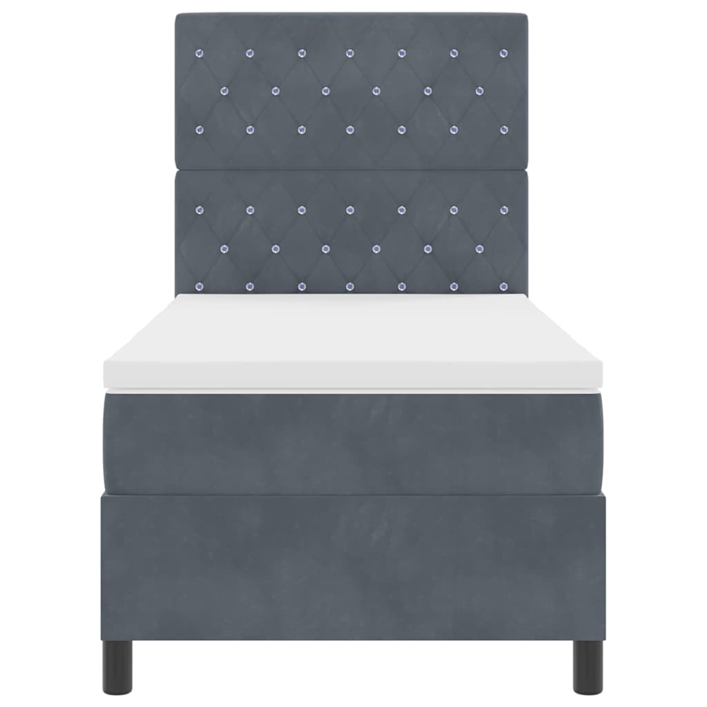 Letto a molle con materasso Grigio scuro 100 x 200 cm Velluto