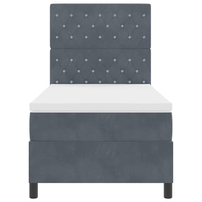 Letto a molle con materasso Grigio scuro 100 x 200 cm Velluto