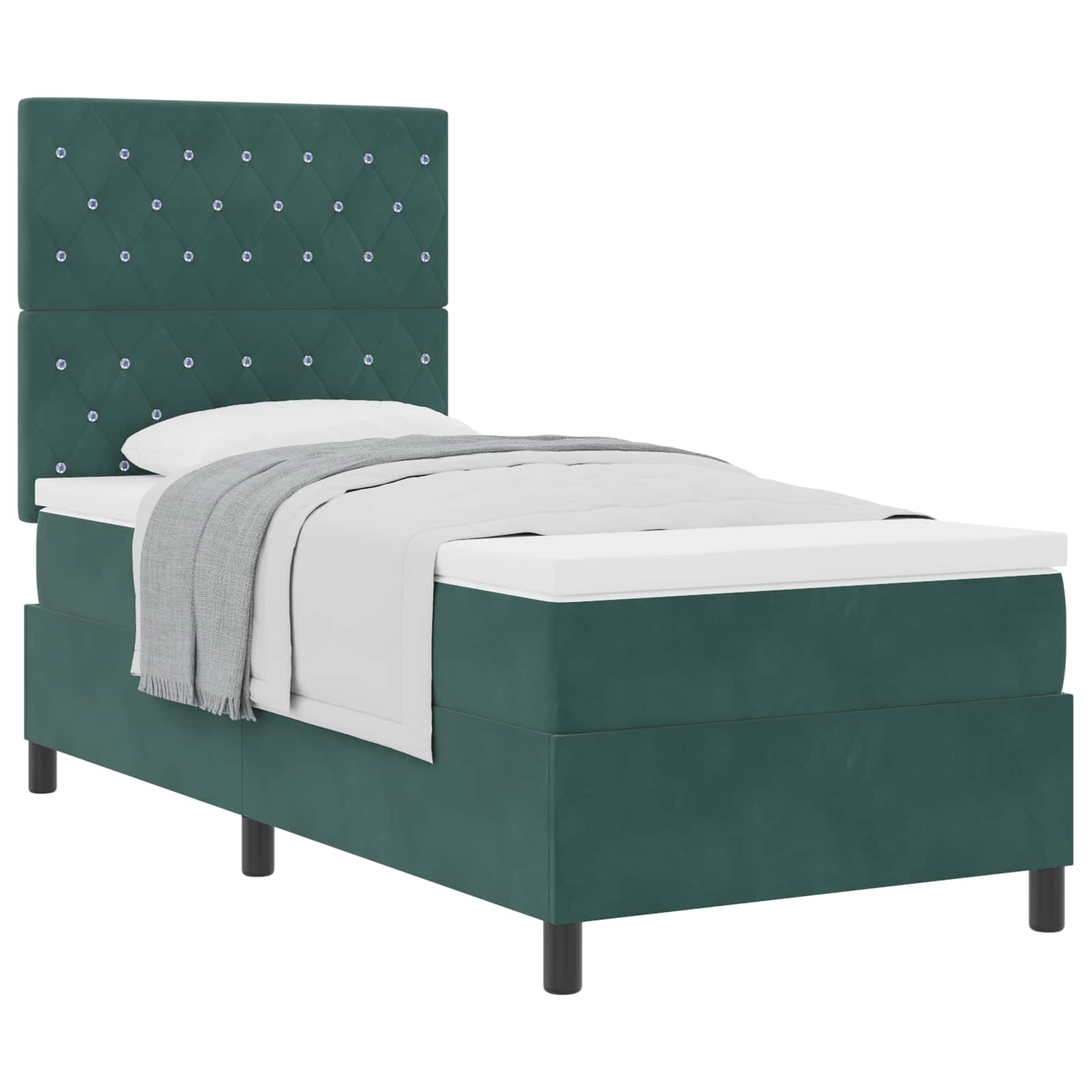Letto a molle con materasso Verde Scuro 100 x 200 cm Velluto | homemem39