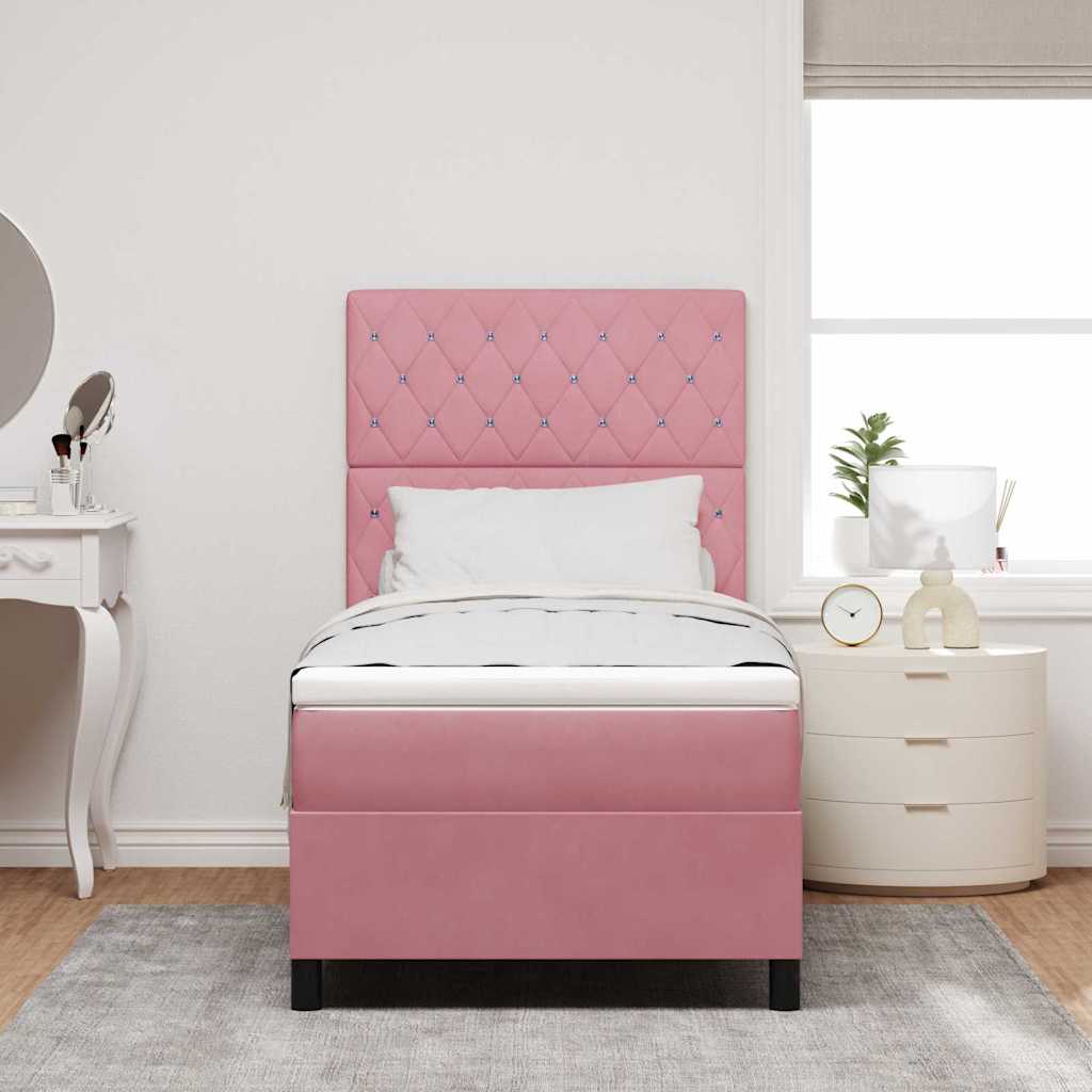 Letto a molle con materasso Rosa 100 x 200 cm Velluto | homemem39