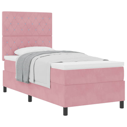 Letto a molle con materasso Rosa 100 x 200 cm Velluto | homemem39