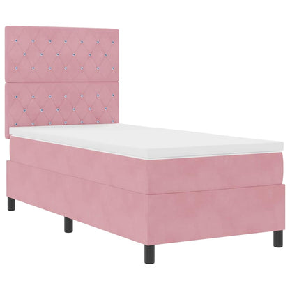 Letto a molle con materasso Rosa 100 x 200 cm Velluto | homemem39