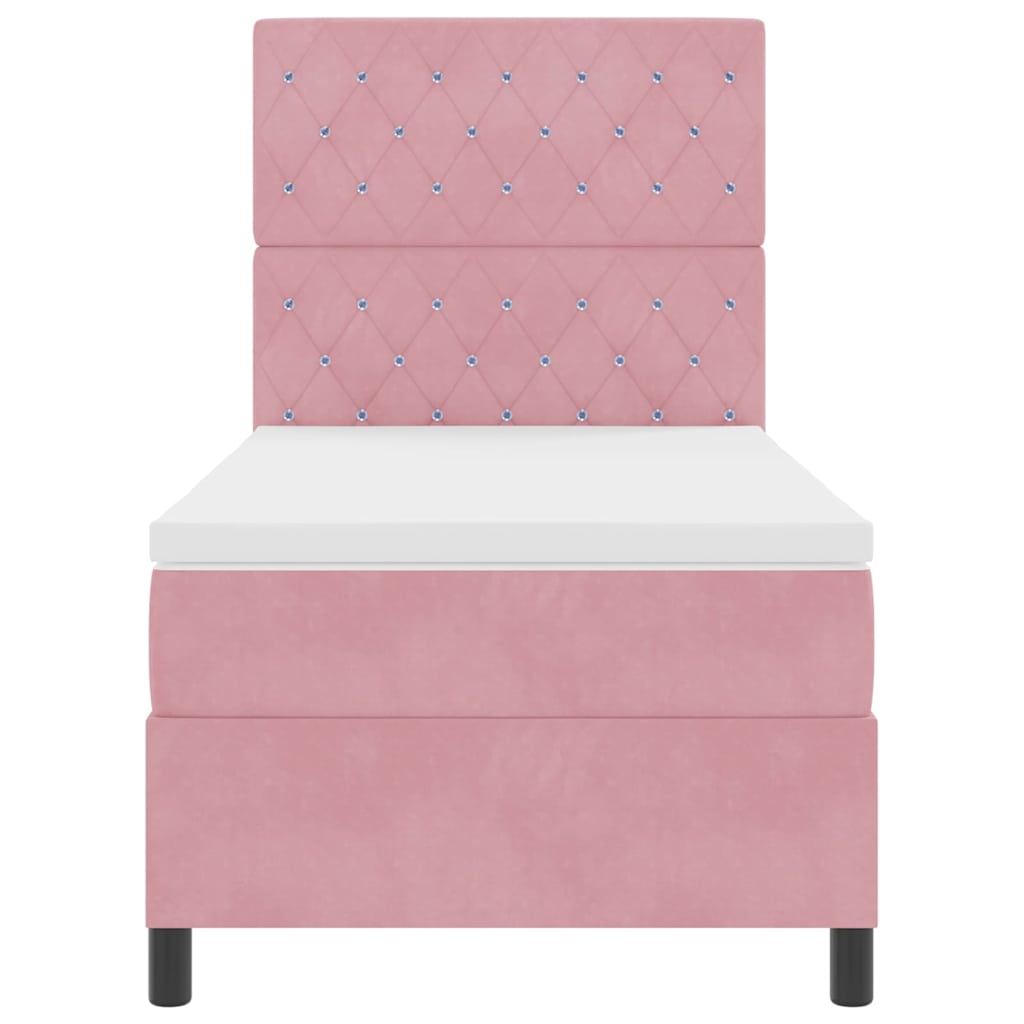 Letto a molle con materasso Rosa 100 x 200 cm Velluto | homemem39