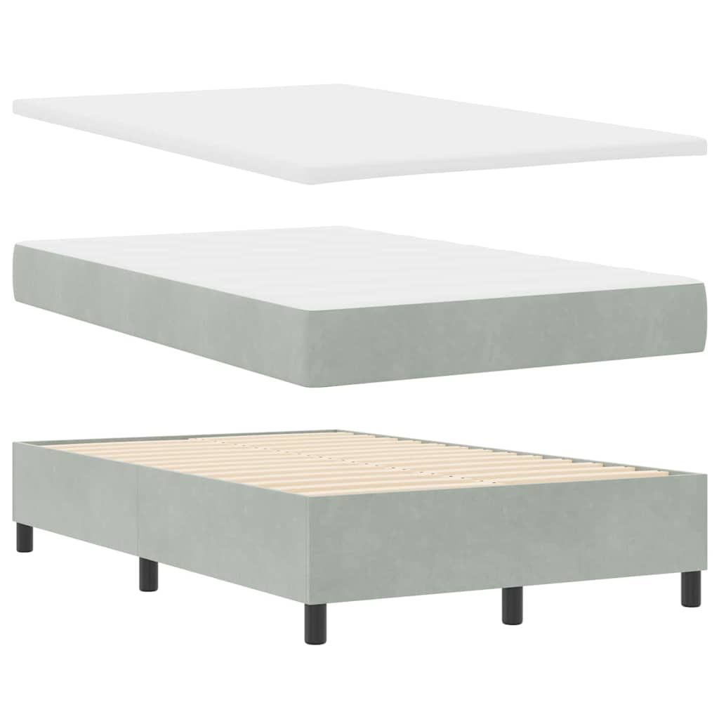 Letto a molle con materasso Grigio chiaro 120 x 190 cm Velluto | homemem39