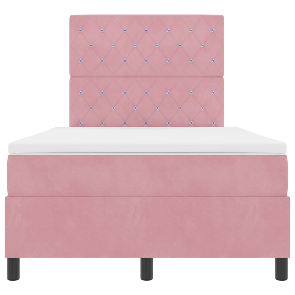 Letto a molle con materasso Rosa 120 x 190 cm Velluto | homemem39