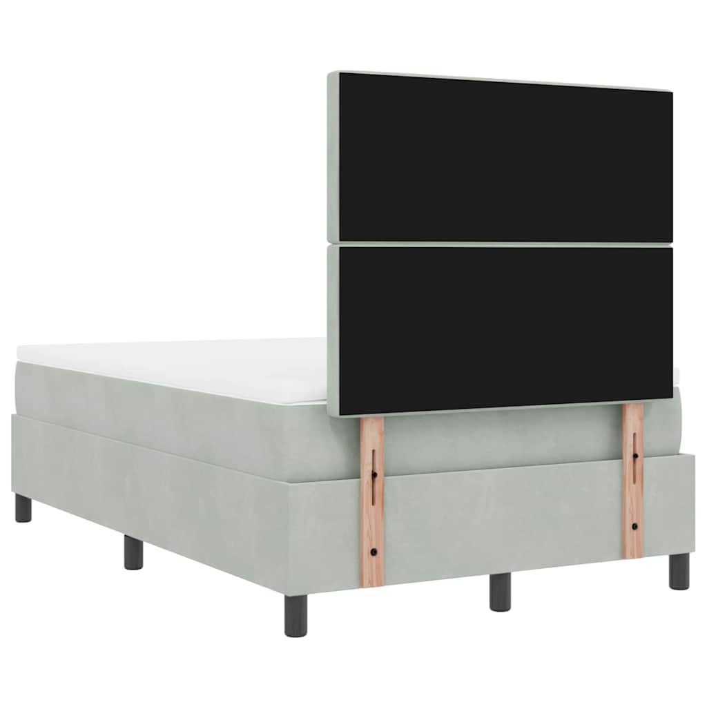 Letto a molle con materasso Grigio chiaro 120 x 200 cm Velluto