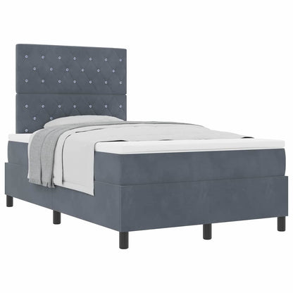 Letto a molle con materasso Grigio scuro 120 x 200 cm Velluto