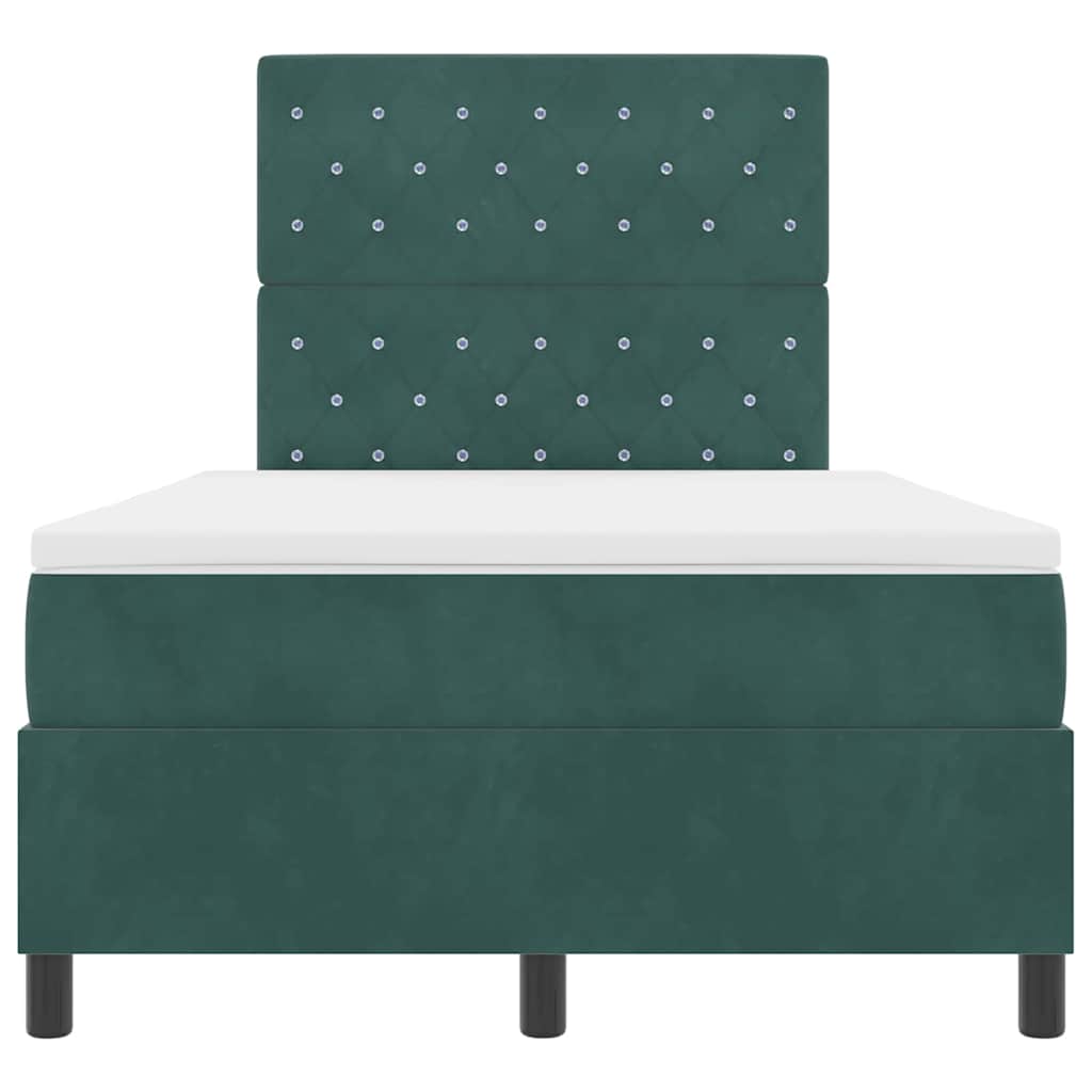 Letto a molle con materasso Verde Scuro 120 x 200 cm Velluto | homemem39