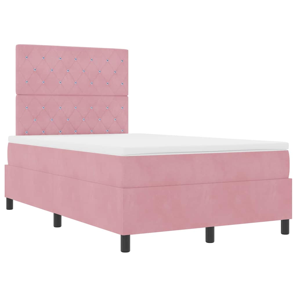 Letto a molle con materasso Rosa 120 x 200 cm Velluto | homemem39