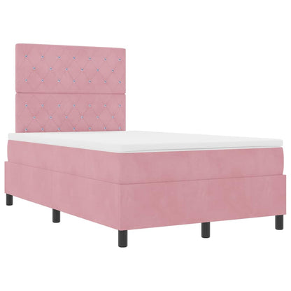 Letto a molle con materasso Rosa 120 x 200 cm Velluto | homemem39
