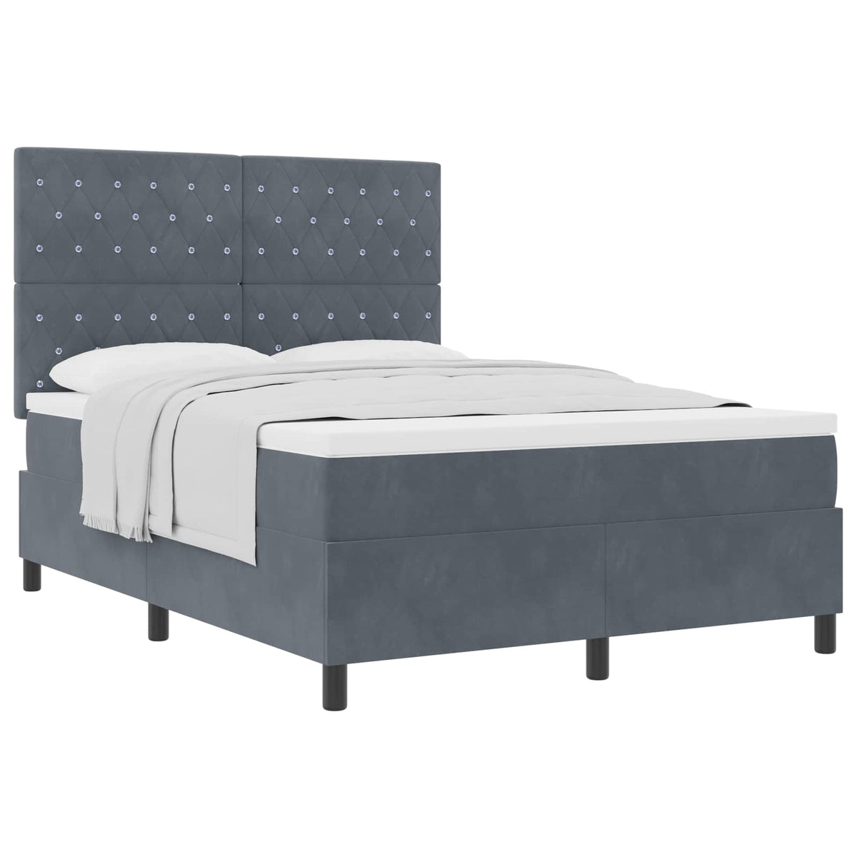 Letto a molle con materasso Grigio scuro 140 x 190 cm Velluto